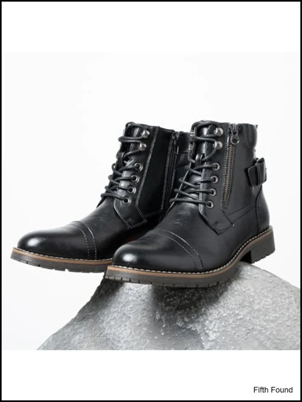 Motorcycle Combat Boots Men's Lace-Up Ankle Boots Casual Dress